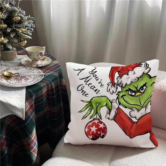 Grinch pillow Cover , Christmas Pillow Cover 18X18 Inch | Only Cover, Grinchmas - Picture 1 of 4